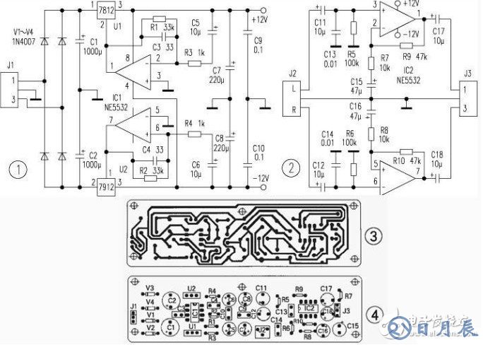 5532運(yùn)放做功放電路圖詳解