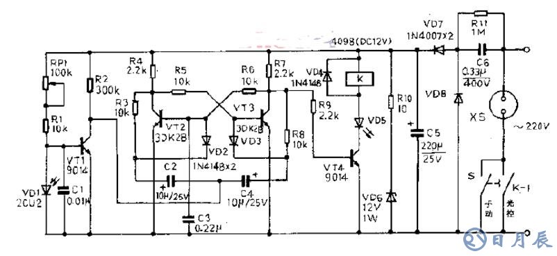 一文解析三極管組成的光控開(kāi)關(guān)電路原理圖