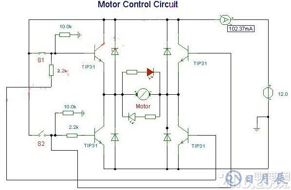 直流電機(jī)正反轉(zhuǎn)控制驅(qū)動電路圖